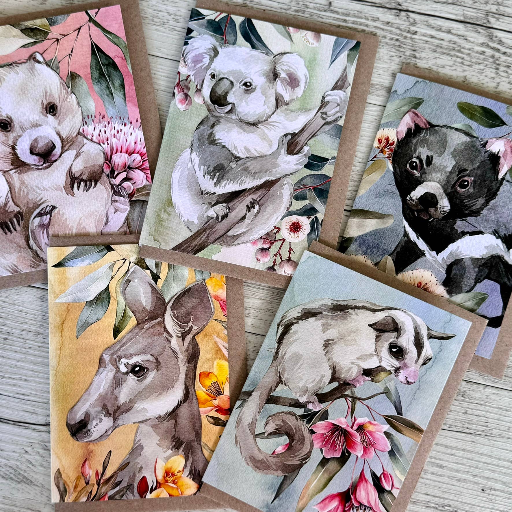 Scattered Seed Co - Vente Carte de vœux classique - Carte de vœux Wombat aquarelle australienne sur flore australienne3