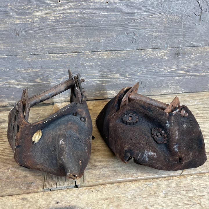 My Amigos Imports - Wholesale Decorative Tabletop Object - Tapaderos-Antique Old Stirrups-ER-Vaquero Saddle-Original-#1