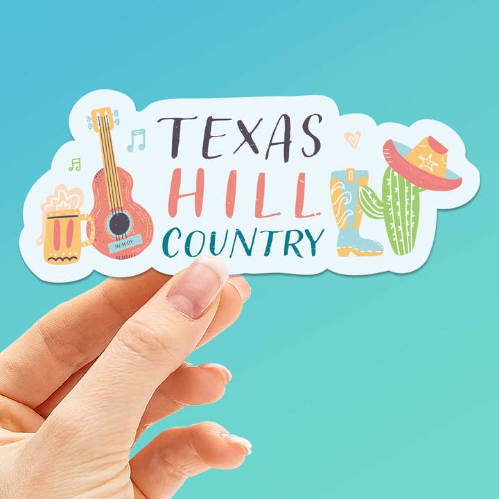 Texas Hill Country Music Sticker - Blue TX Decal for wholesale by Sentinel Supply