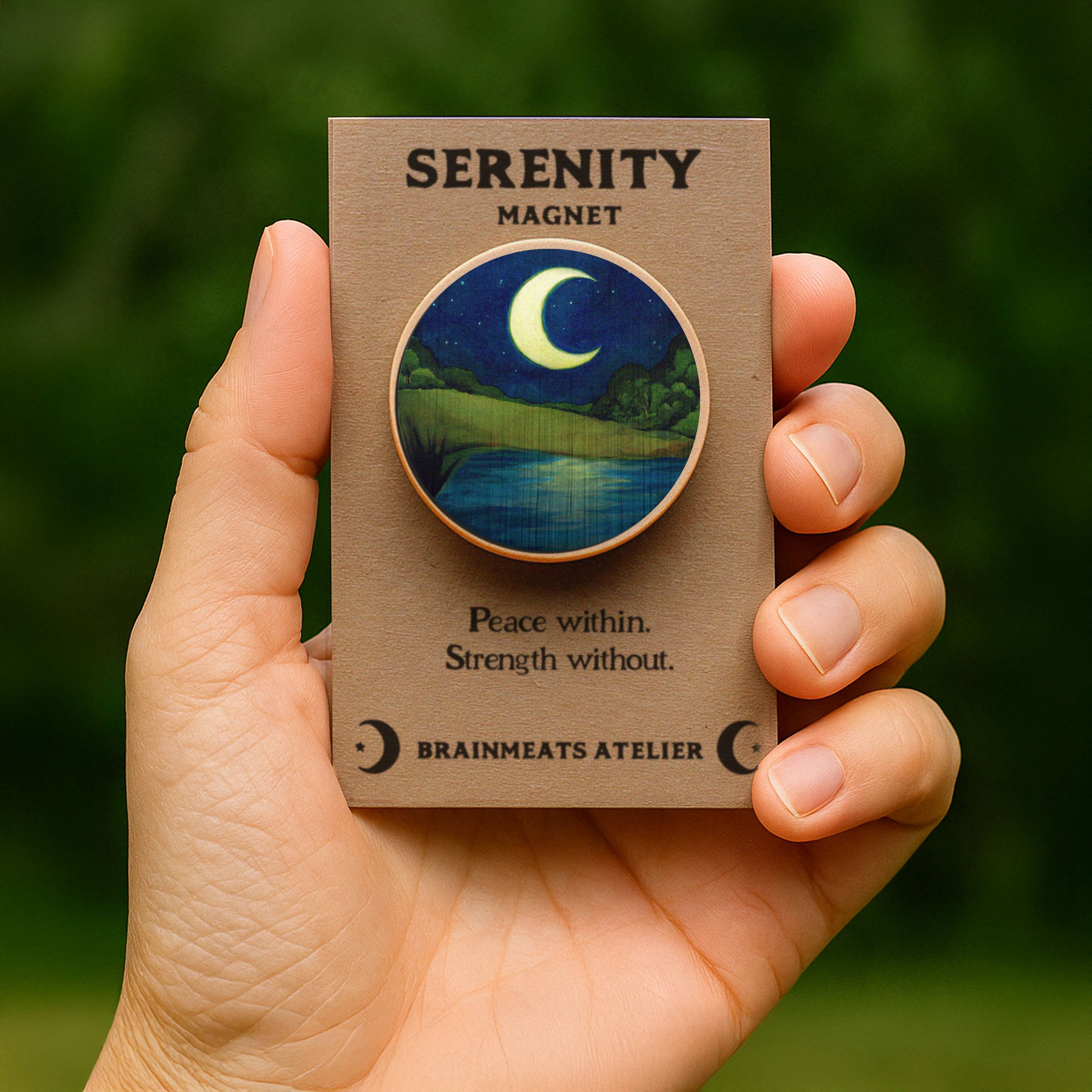 Brainmeats Atelier - Wholesale Magnet - Serenity Magnet – Crescent Moon Token for Inner Peace1
