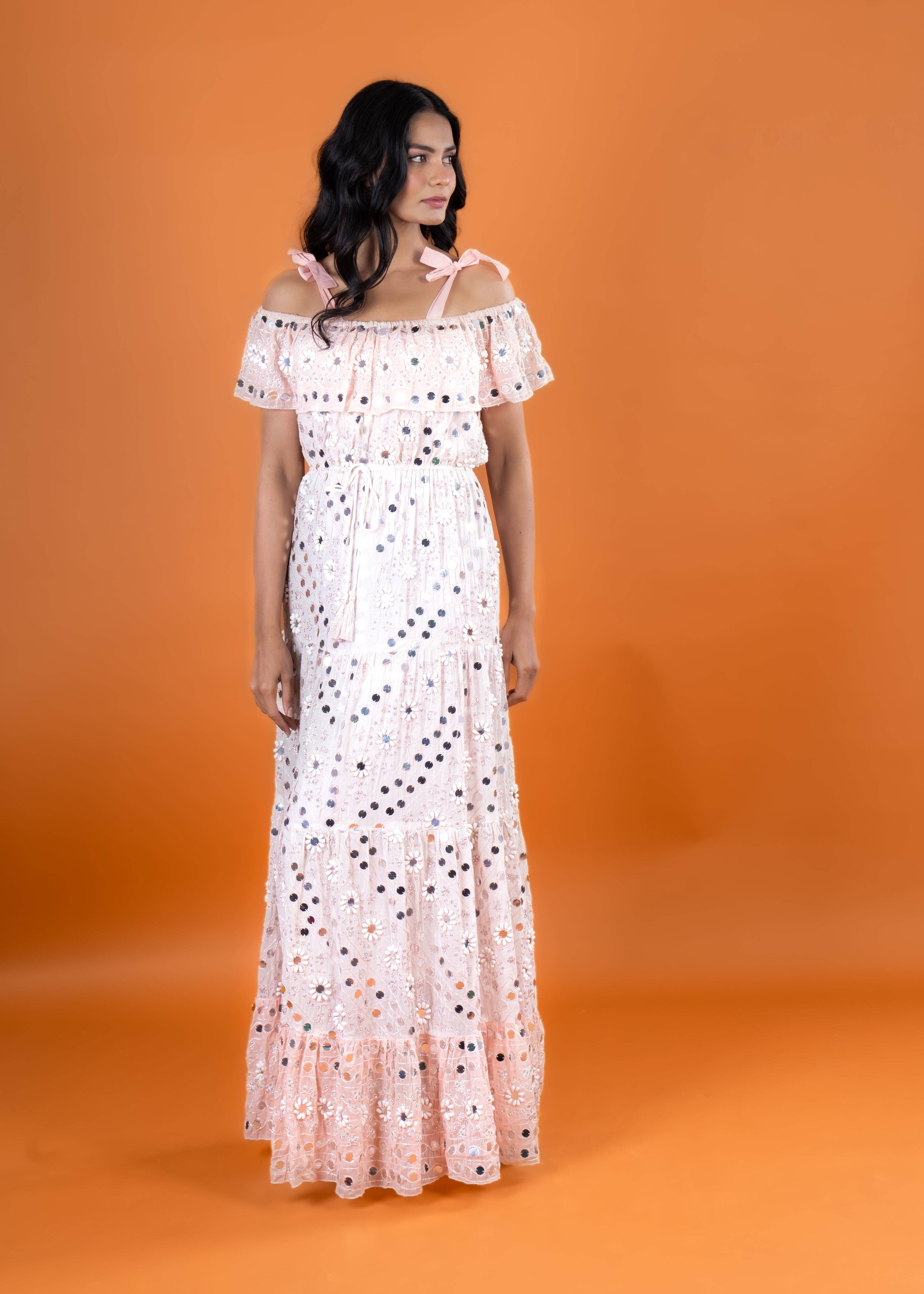 Anannasa Lifestyle - Wholesale Dress - Women's - ANGEL OFFSHOULDER  MAXI DRESS PEACH, lined13