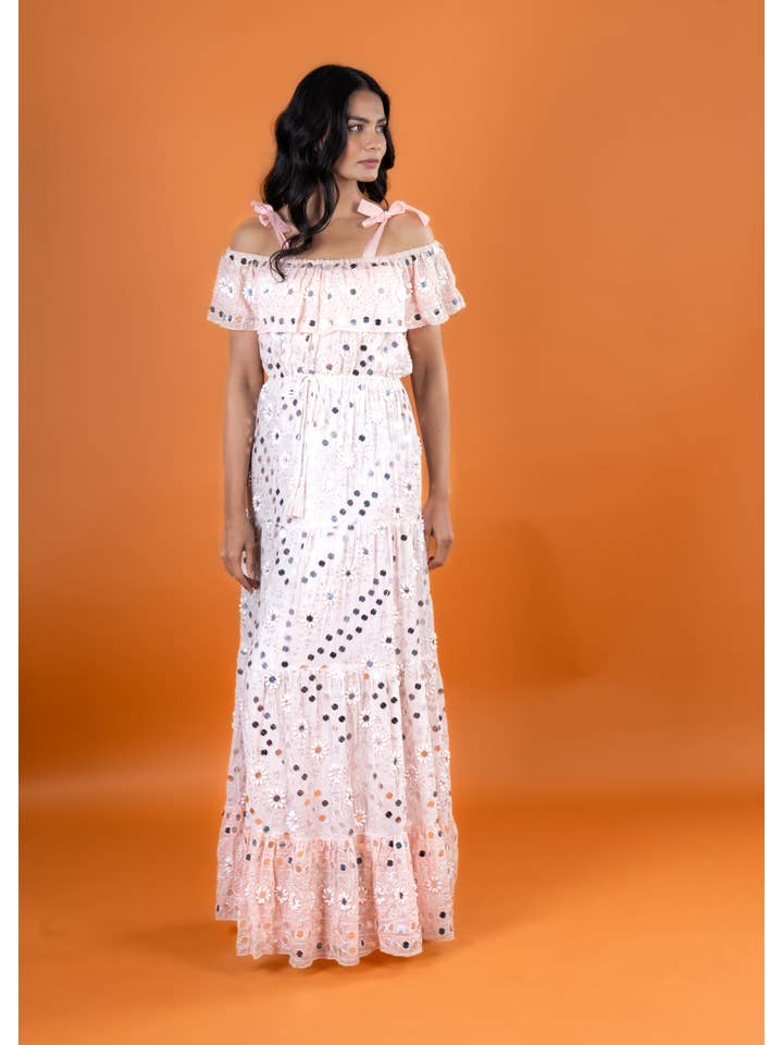 Anannasa Lifestyle - Wholesale Dress - Women's - ANGEL OFFSHOULDER MAXI DRESS PEACH, lined13