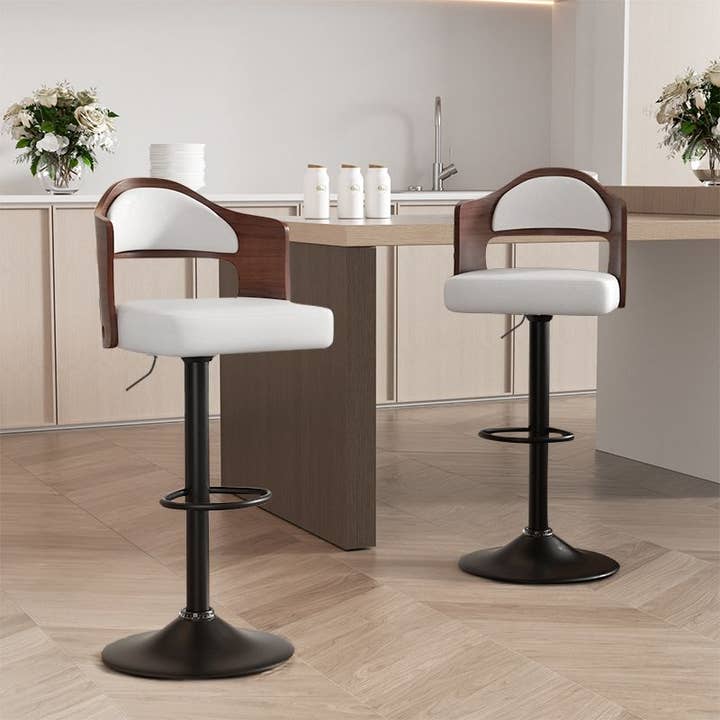 BlakOutlet - Wholesale Stool - Set of 2 Wooden Barstools PU Leather Upholstered Bar Chairs11