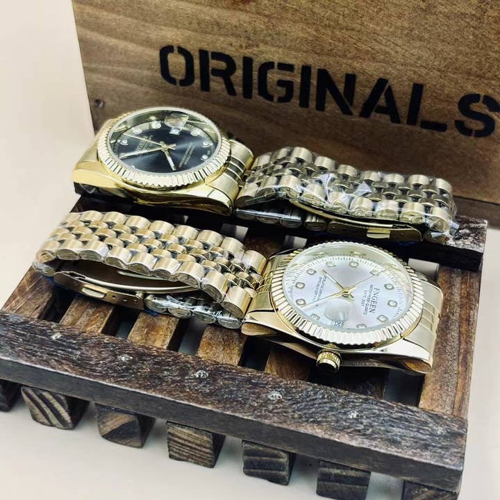 WoodWristCo - Wholesale Wrist Watch - Men's - Golden Waterproof Calendar Watch2