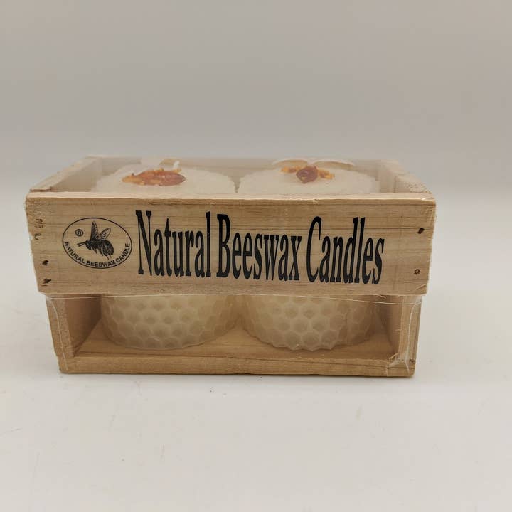 Green Pastures Wholesale - Vendita all'ingrosso Candele regalo - Cera d'api naturale - Piccole colonne 4''x 2.5'' in Bianco/Giallo3