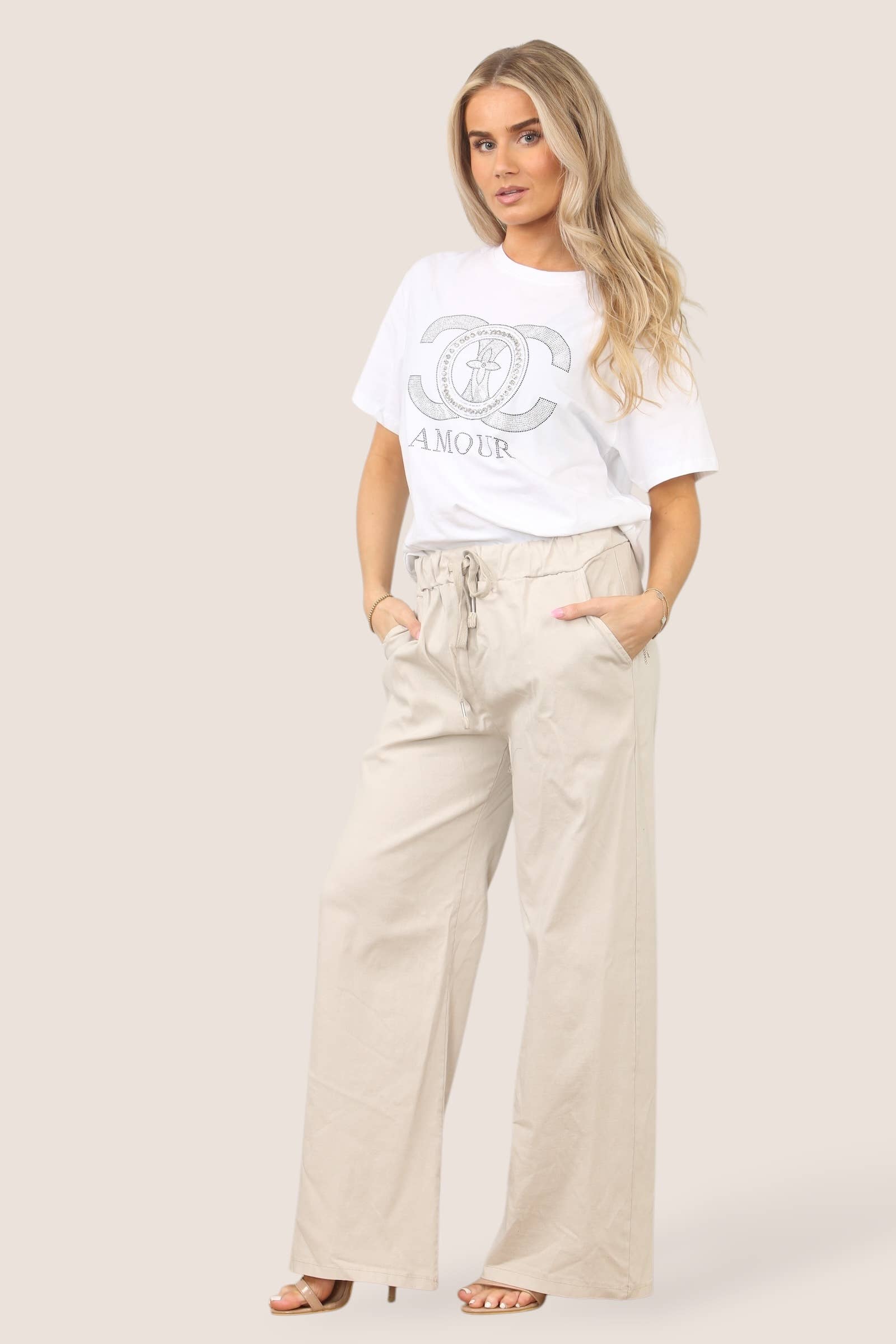 Kurt Muller – Engroshandel Bukser - Dame – Plain Wide Leg Stretch Magic Bukser5