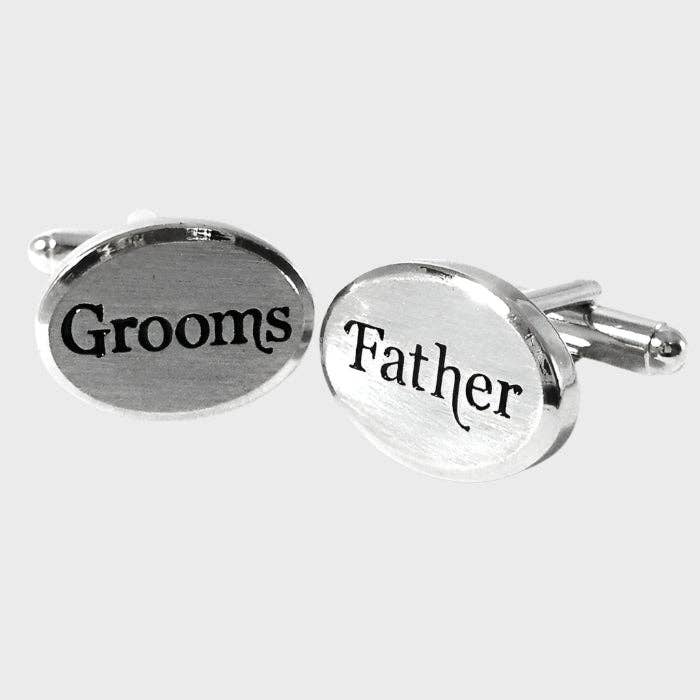 Rhodium Oval Grooms Father Cufflinks for wholesale by Sophos