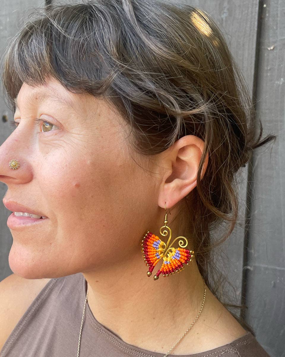 Zig Zag Asian Collection - Wholesale Hangende/ronde oorbellen - Macramé Vlinder Oorbellen3