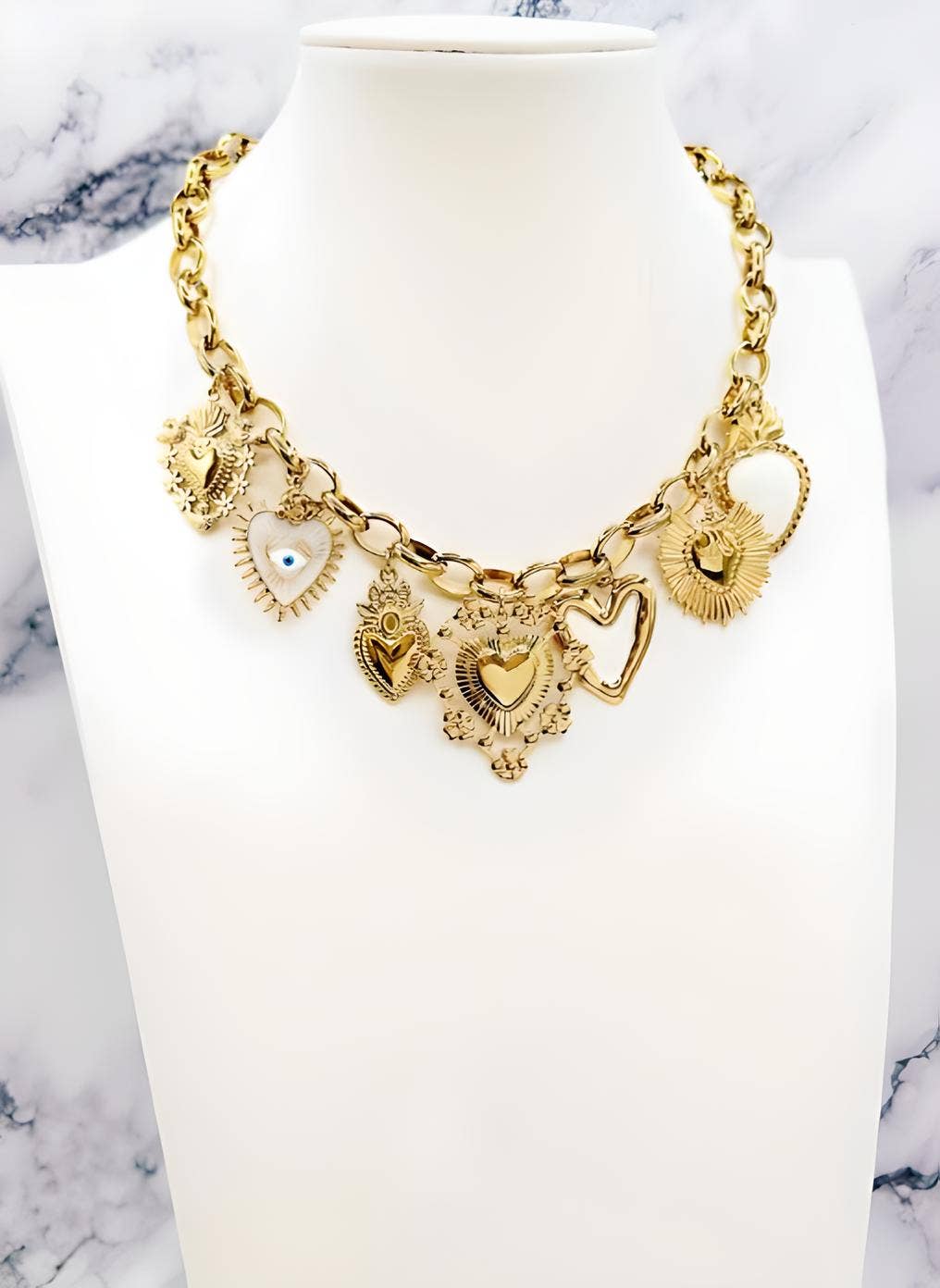 Wild & Free - Wholesale Pendant/Charm Necklace - Boho Chic Necklace with Sacred Heart Charms1