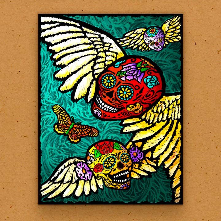 Magnete Fatto a Mano - Giorno dei Morti - Teschi per la vendita all'ingrosso da parte di The Kaleidoscope Designs