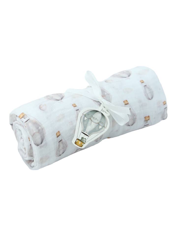 Organic Cotton Hot Air Balloon Muslin Swaddle for wholesale by V Baby Co