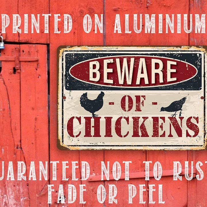 Lone Star Art - Wholesale Sign - Beware of Chickens - Metal Sign