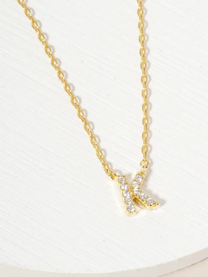 18K Gold Dipped Micro Cz Pave Initial Pendant Necklace for wholesale by Wild Honey