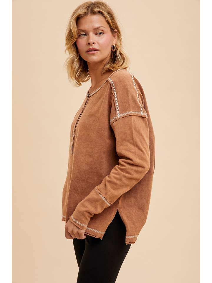 In Loom - Vente Haut en maille – femme - VÊTEMENT EN COTON LAVÉ HENLEY2