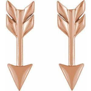 Boucles d'oreilles flèche rose 14K pour la vente par Mystiqe Boutique