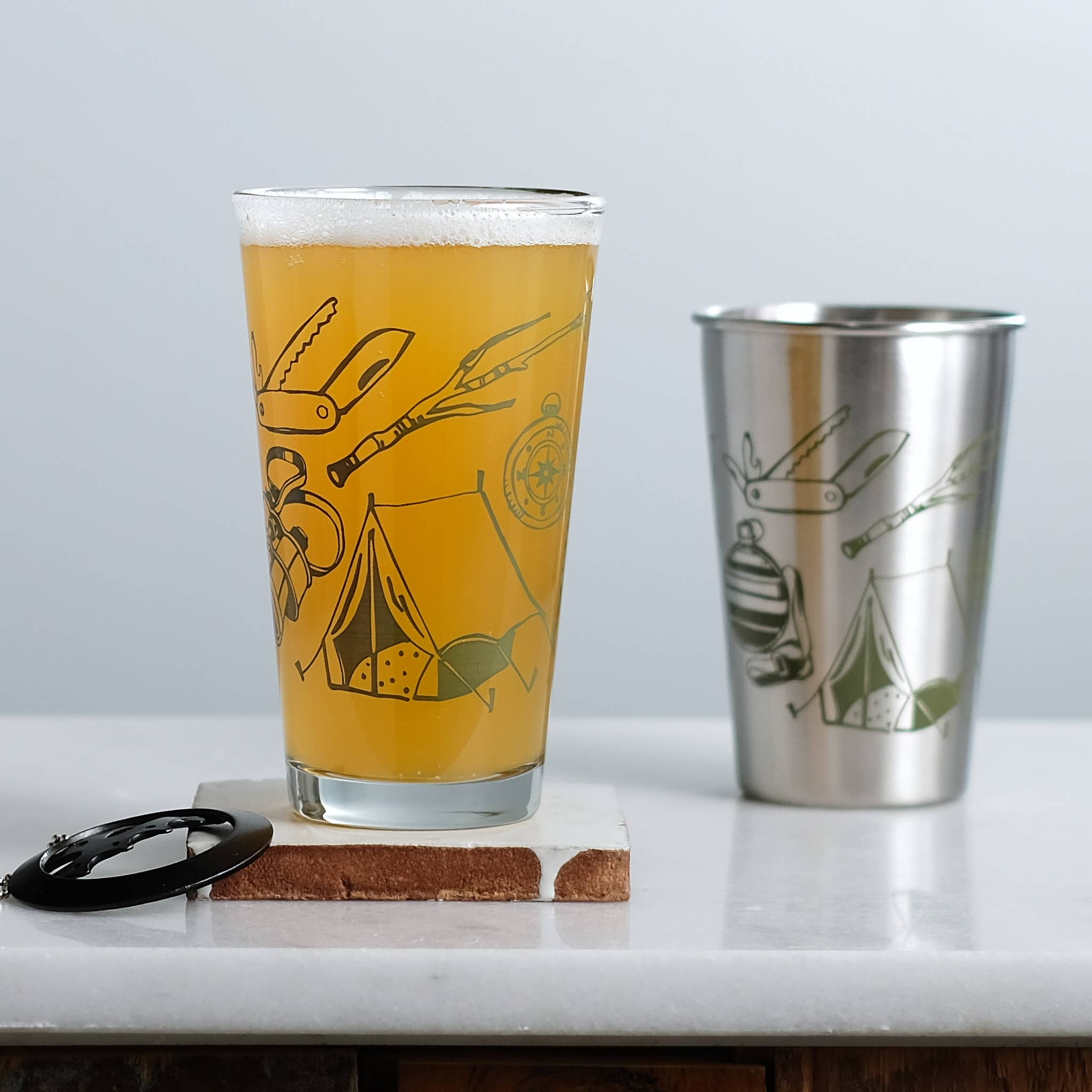 Vital Industries – wholesale Beer glass/mug – Camping Tools Pint Glasses - Moss1