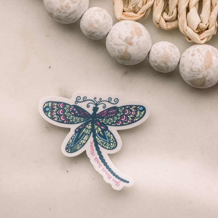 Savannah and James Co - Wholesale Sticker - You Never Walk Alone Dragonfly Vinyl Sticker, 3x1 in1