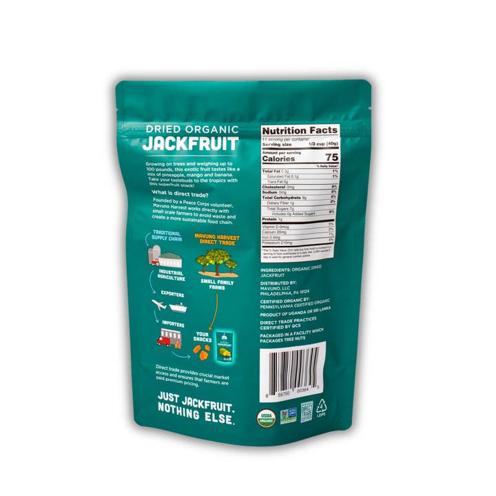 Mavuno Harvest Organics - Wholesale Dried/Dehydrated Fruit - Organic Dried Jackfruit, 6-pack case