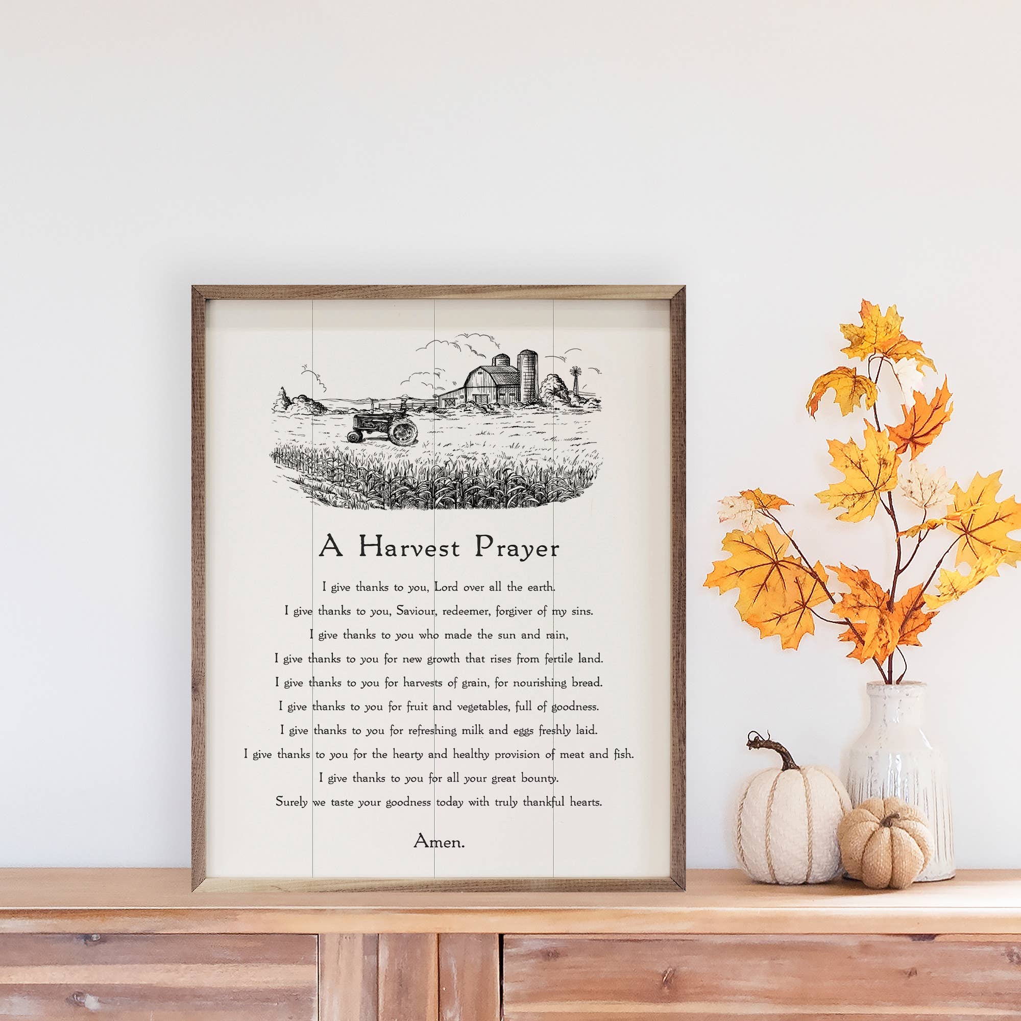 Kendrick Home - Wholesale Wood Wall Art - A Harvest Prayer White3