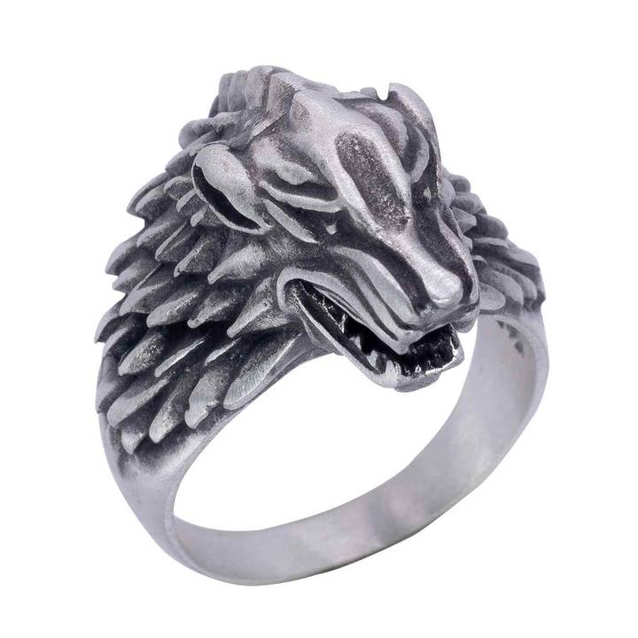 Pewter Men's Ring - Wolf for wholesale by Nirvana LLC