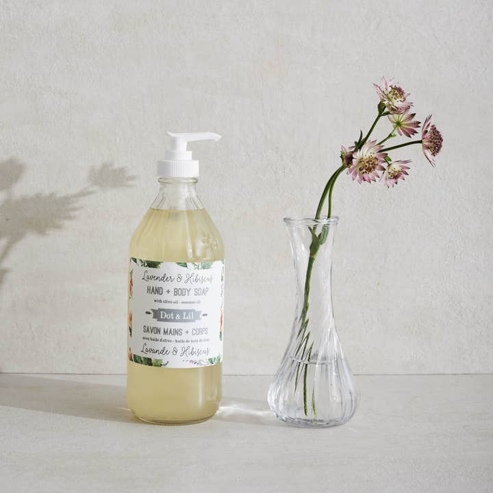 Lavender & Hibiscus Liquid Soap for wholesale by Dot & Lil