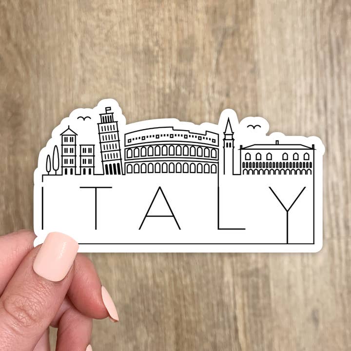 Autocollant Skyline Italie (20 options de couleur) pour la vente par The State Stickers