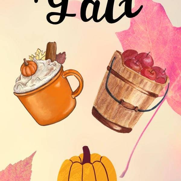 Autumnmist Boutique – Großhandel Lesezeichen – Fröhlichen Herbst euch allen Laminiertes Lesezeichen: Kürbisse, Äpfel2