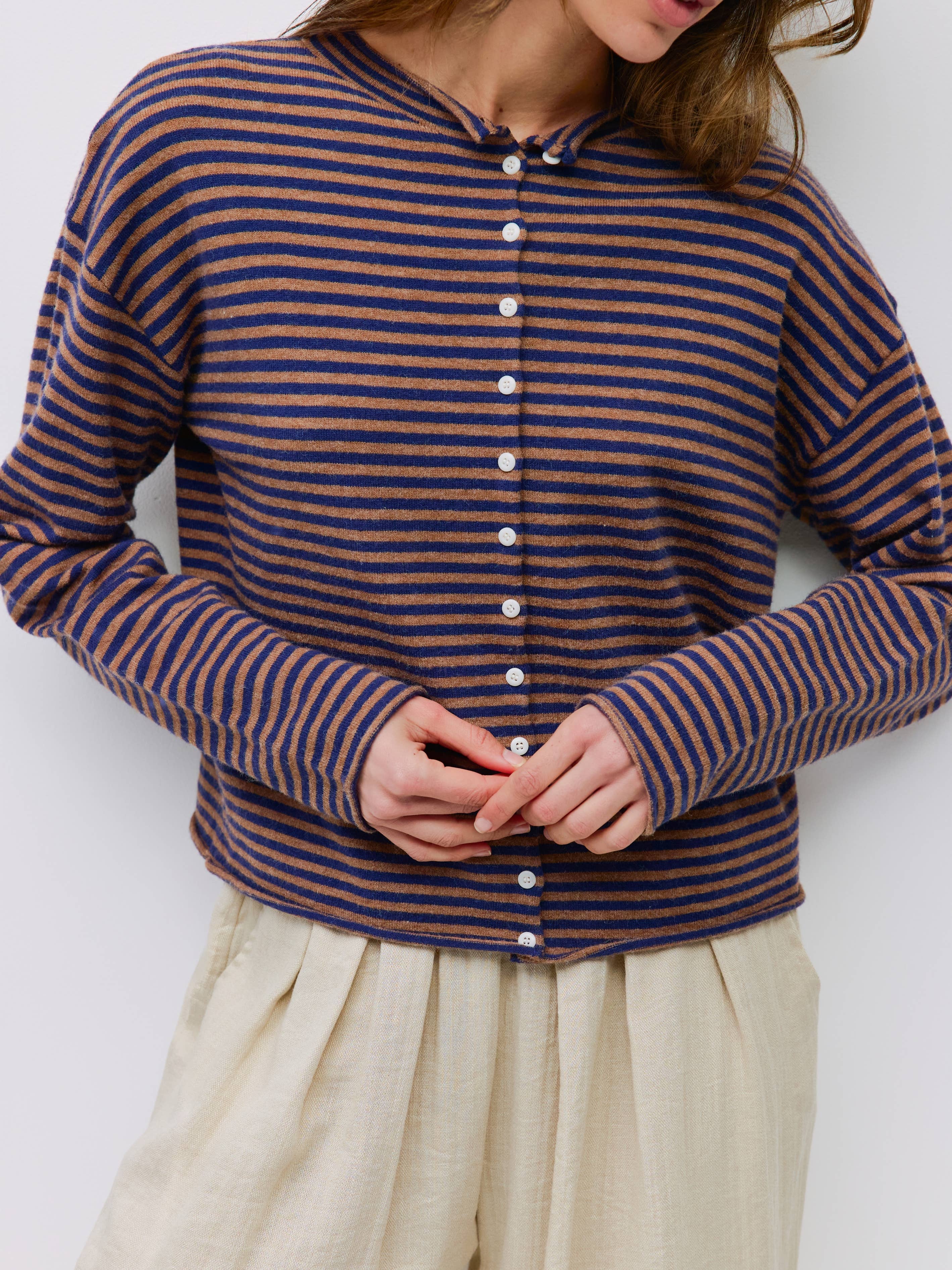 MOD REF - Wholesale Cardigan - Women's - The Elisa Cardigan | Striped Button-Down Cardigan4