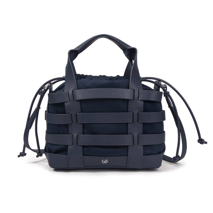 Arieta navy blue vegan leather tote bag for wholesale by Excess Paris