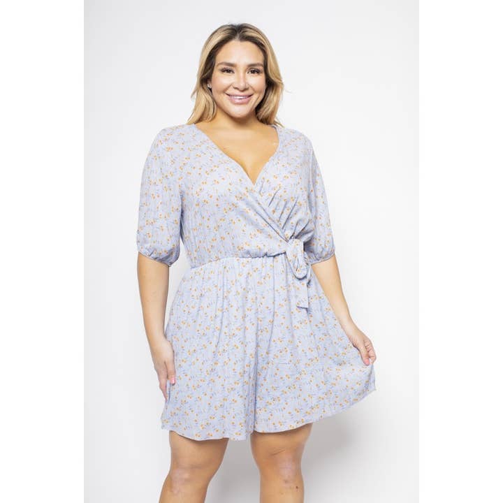 PLUS SIZE SURPLICE SIDE TIE ROMPER for wholesale by Curve Market