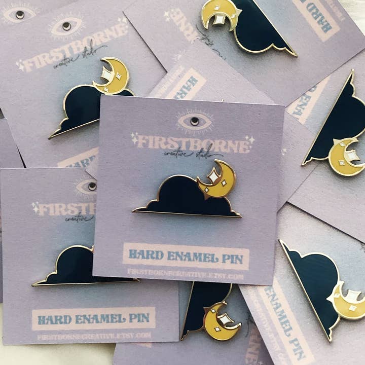 Moon Enamel Pins for wholesale by Firstborne Creative Studio