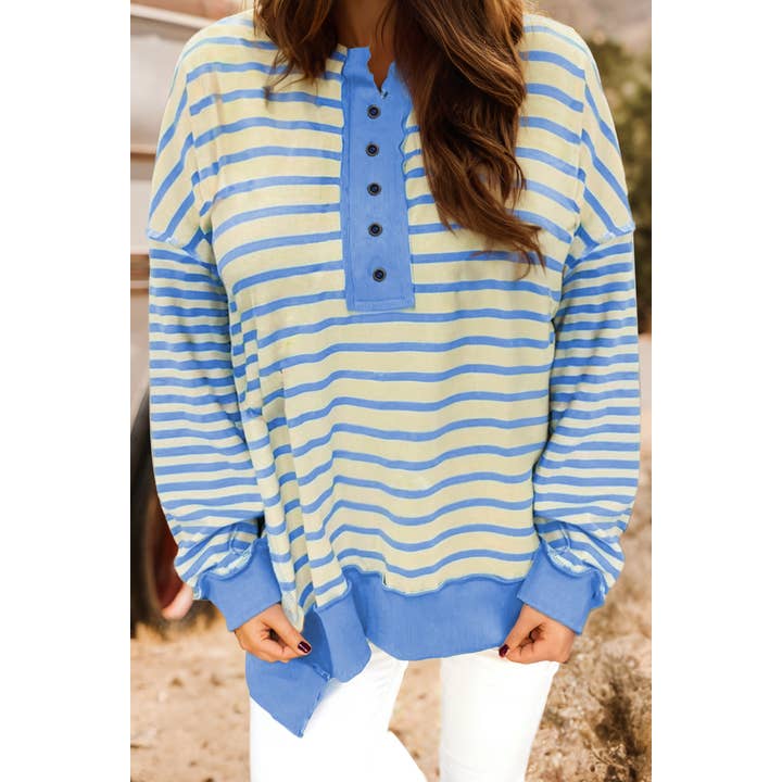 Fashion Oversized Half Button Drop Shoulder Plus Sweatshirt for wholesale by fashionworks