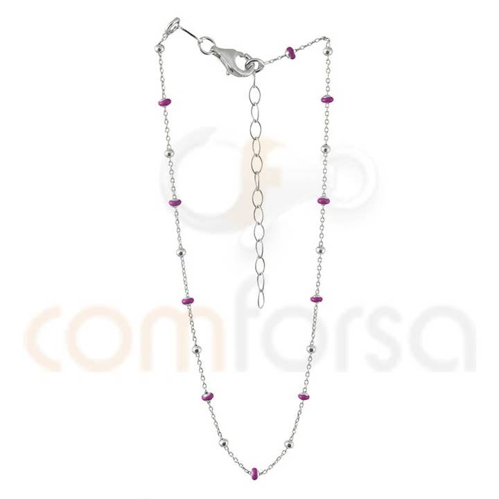 Guldpläterad Fuchsia Silver Emalj Bolllänk för wholesale av COM FORSA SL