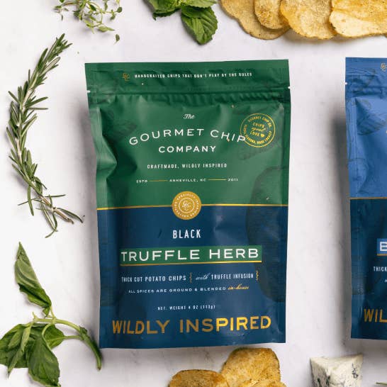 The Gourmet Chip Company - Wholesale Chips - Black Truffle Herb Thick Cut Potato Chips - Case of 124