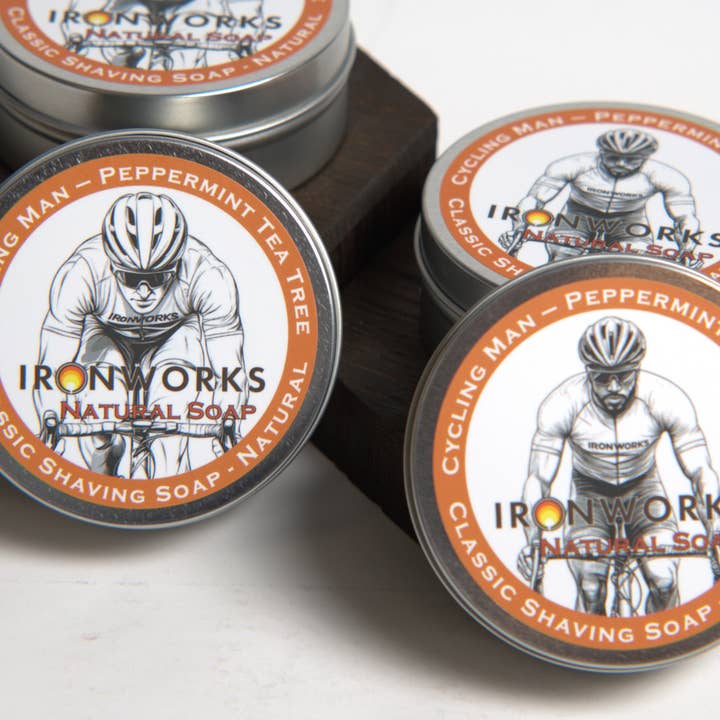 Shaving Soap Cycling Man for wholesale by IRONWORKS Soap Company