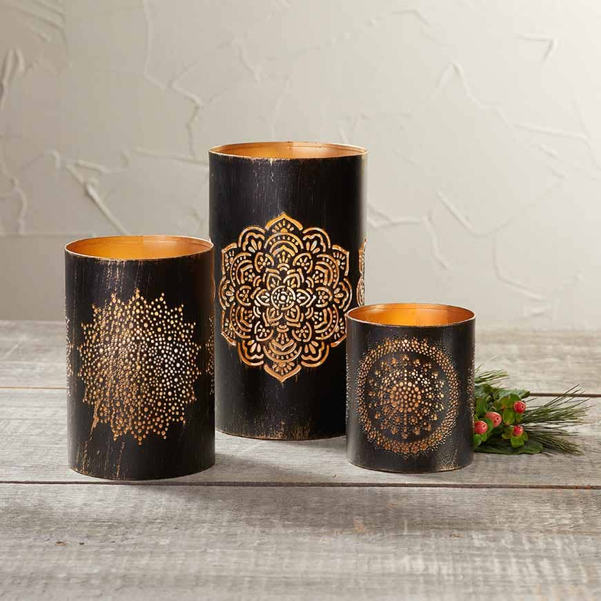 SERRV International - Vente Lanternes - Ensemble de lanternes Mandala en fer1