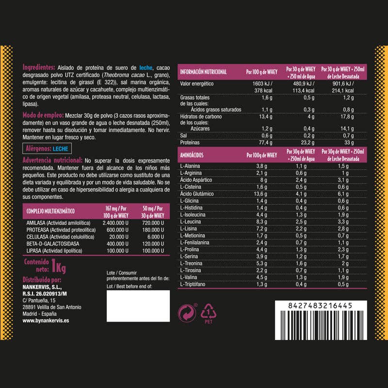 Nankervis - Wholesale Protein/Superfood Powder - Gold Isolate WHEY Chocolate with peanut butter 1kg2