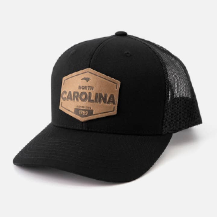 Range Leather Co. - Wholesale Trucker Hat - Unisex - North Carolina Established Hat | Leather Patch Trucker Hat