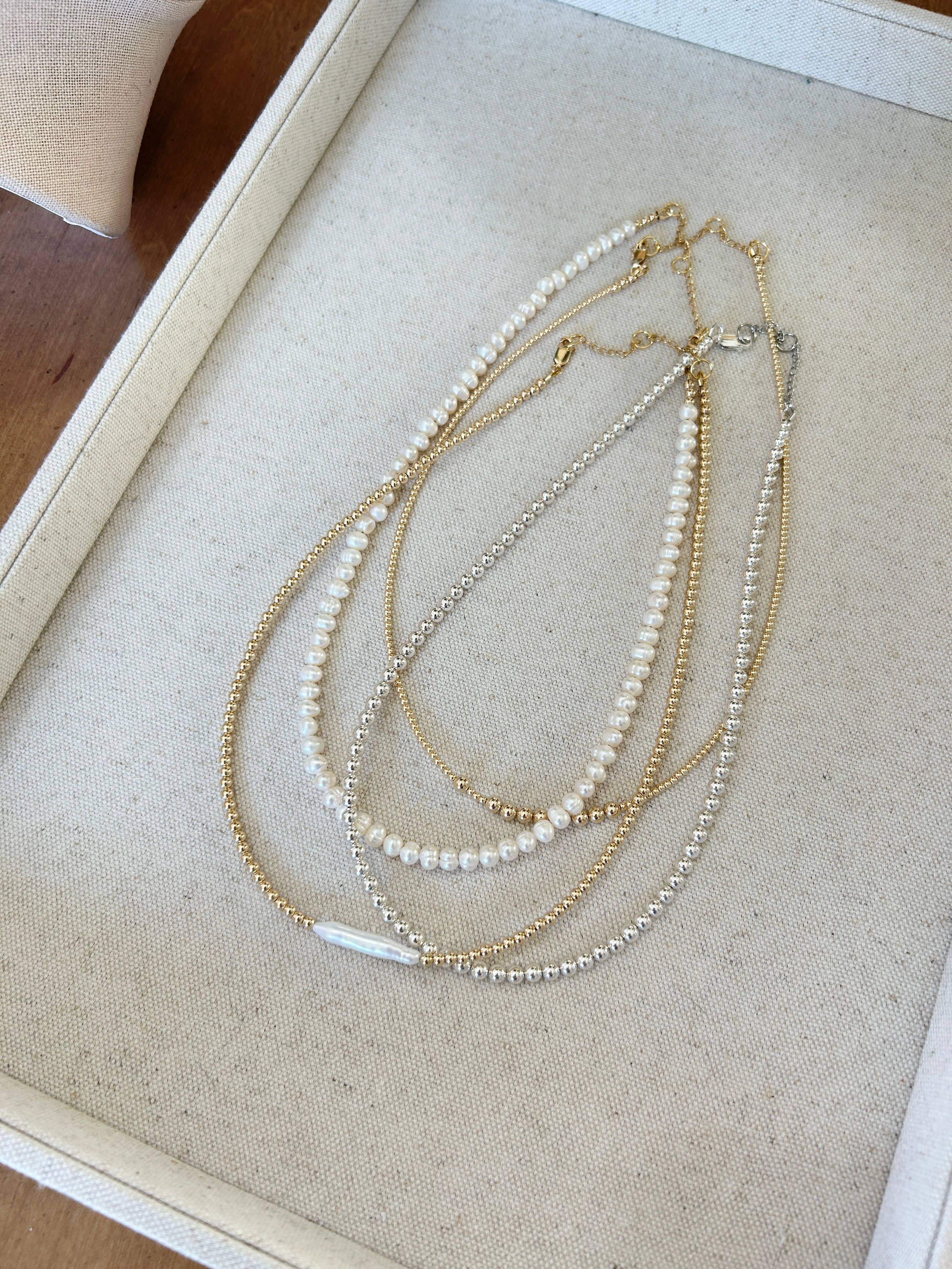 Kaylie Dawn Jewelry - Wholesale Beaded/Pearl Necklace - Bar Pearl 14K Gold Filled Classic Beaded Necklace in 3mm2