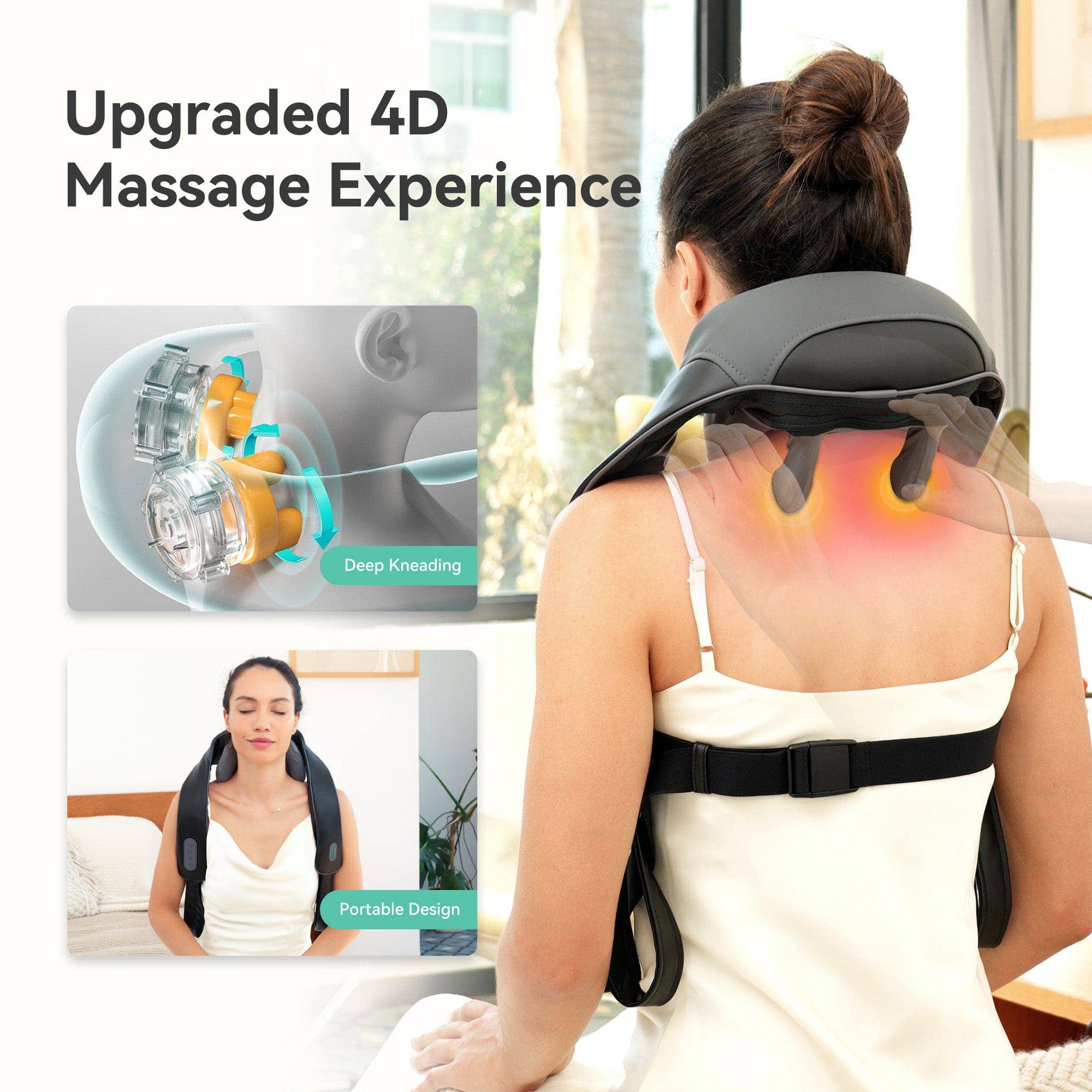 SNAILAX - Wholesale Body Massager - Snailax 4D Deep Kneading Handheld Cordless Neck & Back Massager with Bandage - 6813