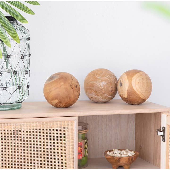 A&B Home Group Inc. - Wholesale Decorative Tabletop Object - S/3 Teak Ball3