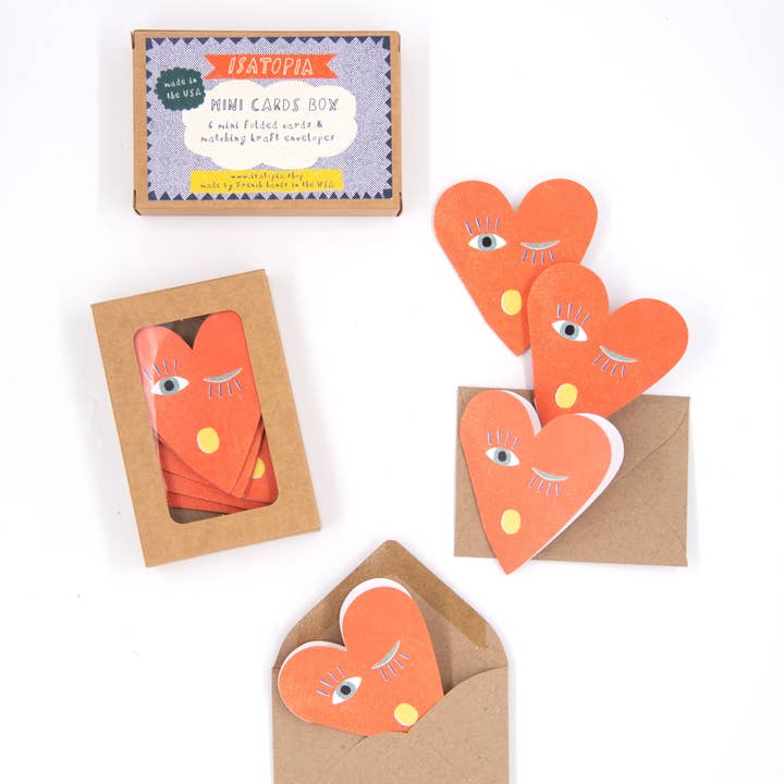 Isatopia - Wholesale Gift Tag - Heart Blink Mini Cards - box of 6