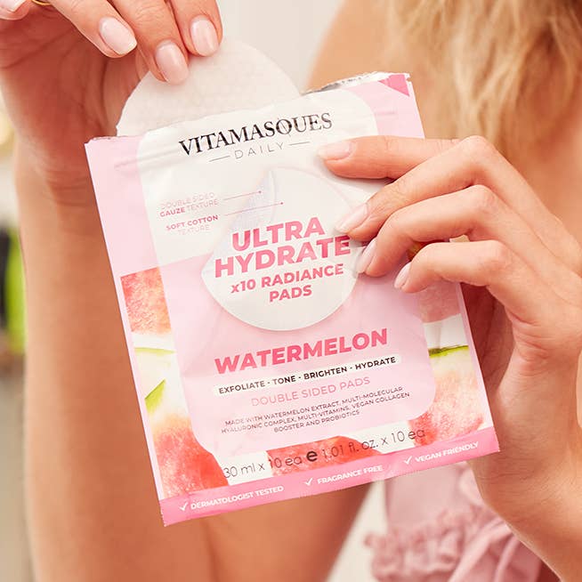 Vitamasques US - Vente Masque pour le visage - TAMPONS FACIAUX ULTRA HYDRATANTS À LA PASTÈQUE 🍉0
