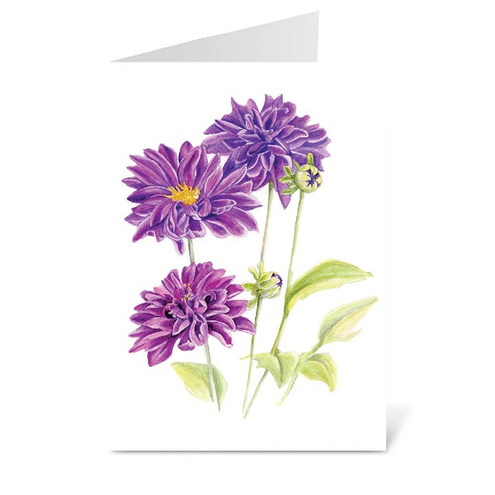 Purple Dahlia Card for wholesale by Bobbi Lee Wilson Art Cards