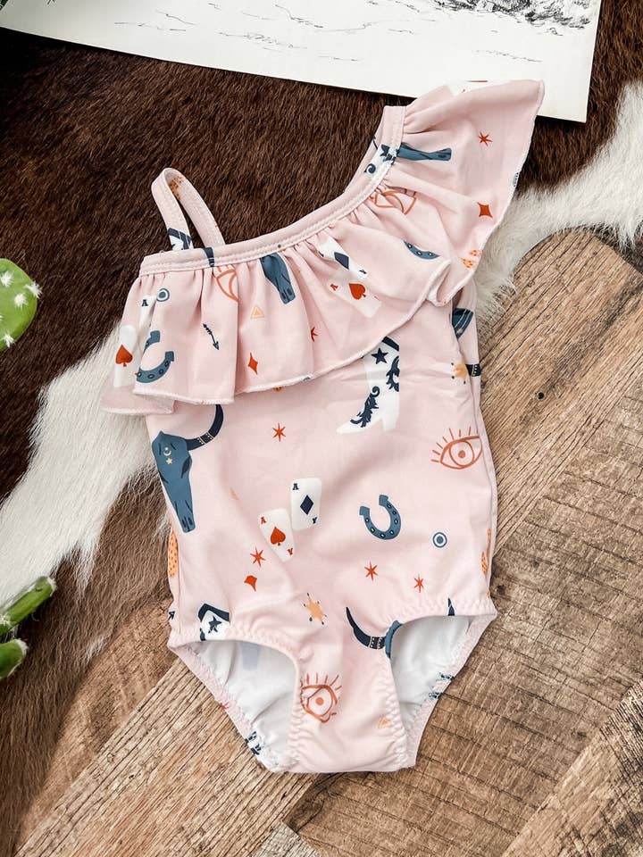 Wild Card Ruffle Swimsuit for wholesale by The Fringed Pineapple