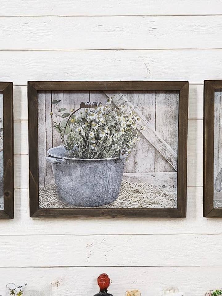 Farmhouse Framed Bucket, Faucet, Milkcan Wall Art for wholesale by DNS Designs