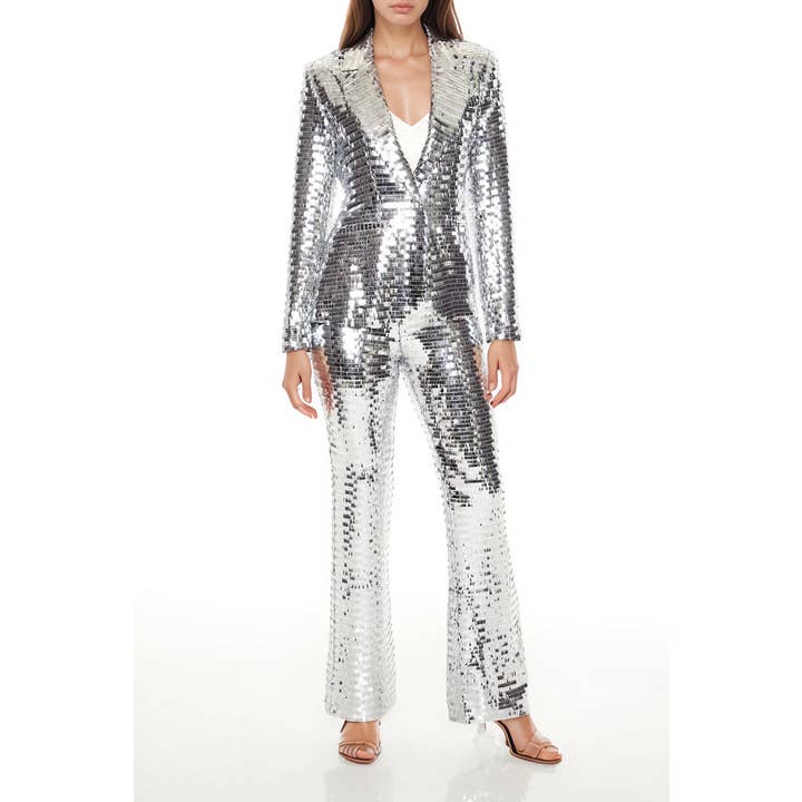 SET50Y Chic Mesh Paillet En-Knap Blazer og Bukser Sæt for engroshandel hos Productseeker