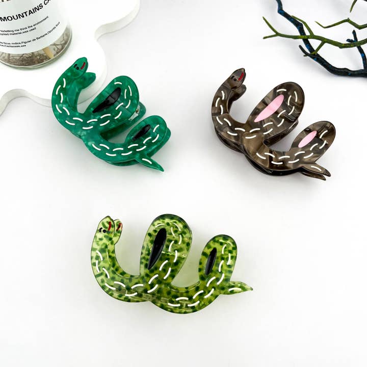 mildstyles - Wholesale Hair Clip - Women's - Water Ripple Dot Snake Animal Acetate Hair Claw Clip