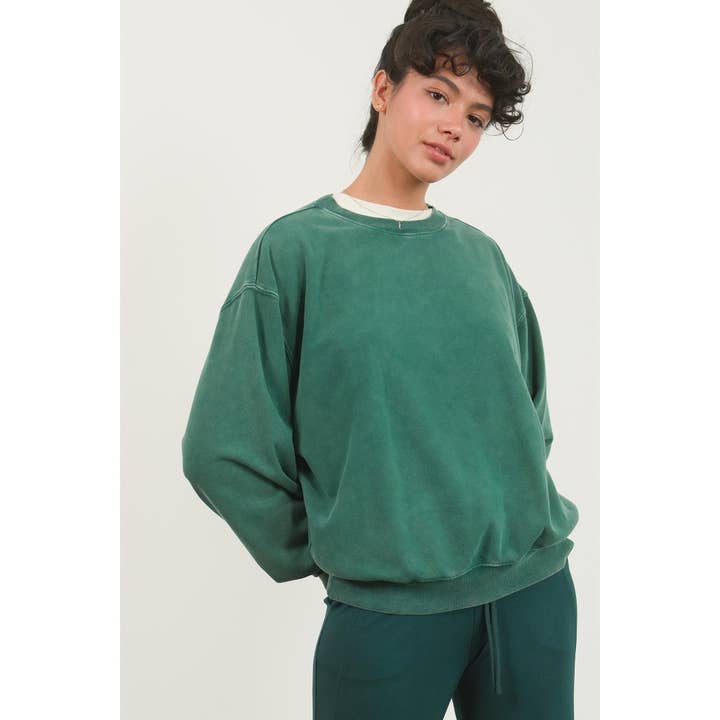 HYFVE - Wholesale Sweatshirt - Women's - DZ24E438-Drop Shoulders Crew Neck Sweatshirt