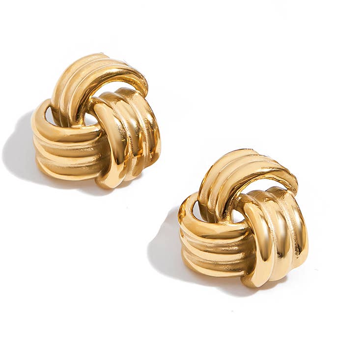 LOUIZ Button earrings Gold-colored for wholesale by LOUIZ